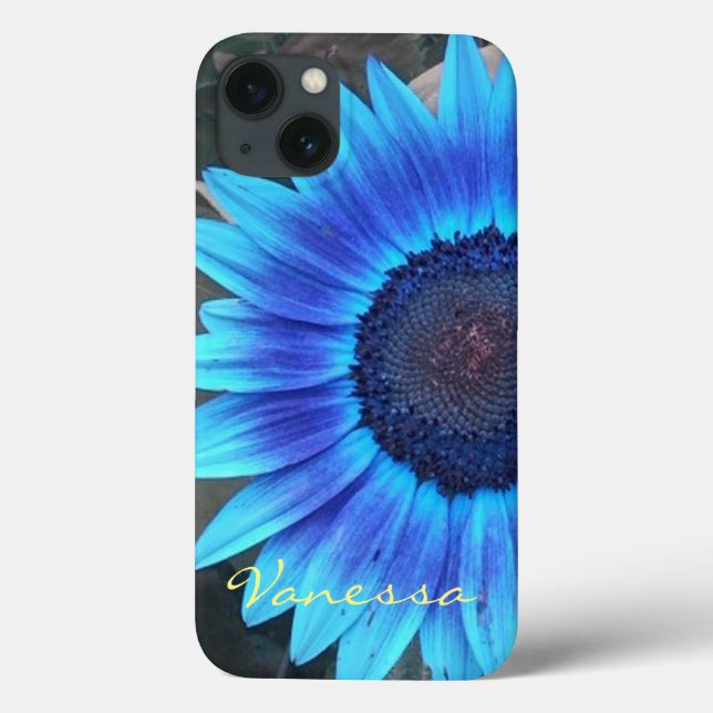Blå solros iphone case *anpassa sig* (Baksida)