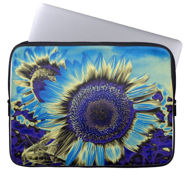 Blå solros laptop fodral (Framsidan)