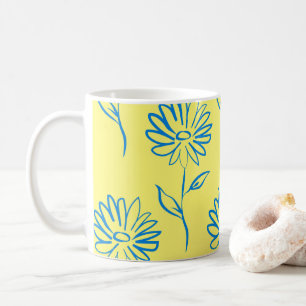 Blå solros Mönster Kaffemugg