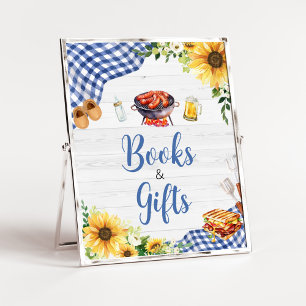 Blå solrosa BQ Baby Shower Bokar och gåvor Poster