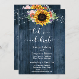 Blå solrosblomma Ljus Låt oss Celebrate Inbjudningar