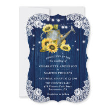 Blå solrosblomma Rustic Wood Snöre Bröllop