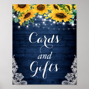 Blå solroskort för Ljus och gåvor Poster