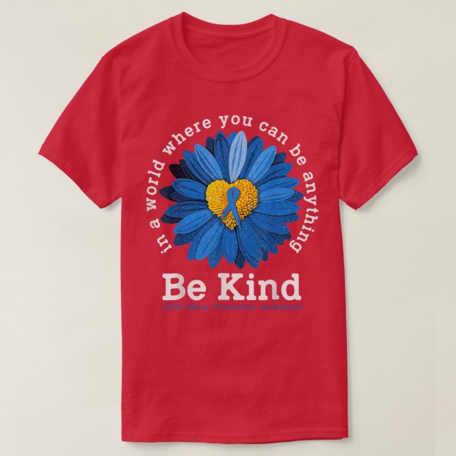 Blå solrossolrosbarn Förhindrande av övergrepp T Shirt (Design framsida)