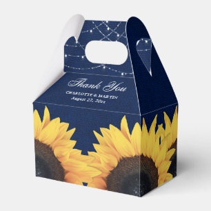 Blå solrossolrosblomma Rustic Burlap Ljus Bröllop Presentaskar