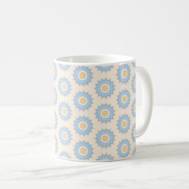 Blå solstrålning geometri  kaffemugg (Framsida höger)