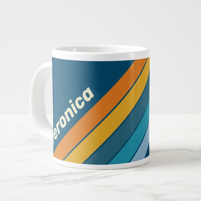 Blå solstrimmor med namn jumbo mugg (Framsida vänster)