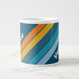 Blå solstrimmor med namn jumbo mugg