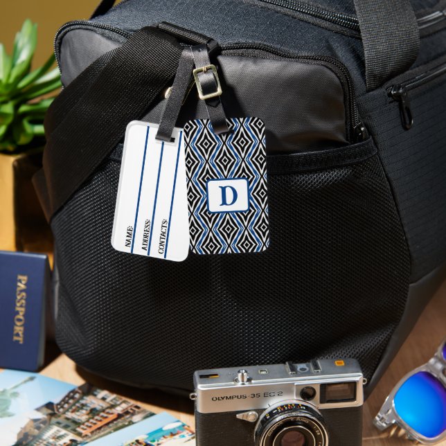 Blå sömlös Mönster Bagagebricka (Fram & Baksida)