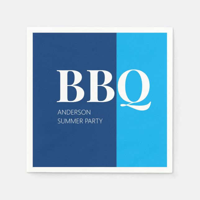 Blå sommar BBQ-fest  Pappersservett (Framsidan)