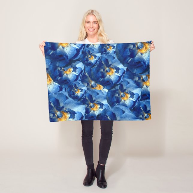 Blå sommar, Blå Ro Blommigt Fleece Blanket (På plats)