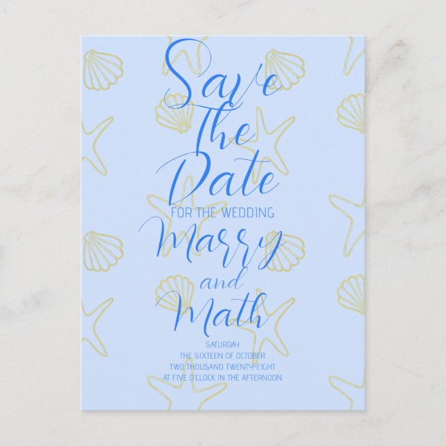 Blå sommar - enkel Snäcka i havet och Star Beach D Vykort (Framsida)