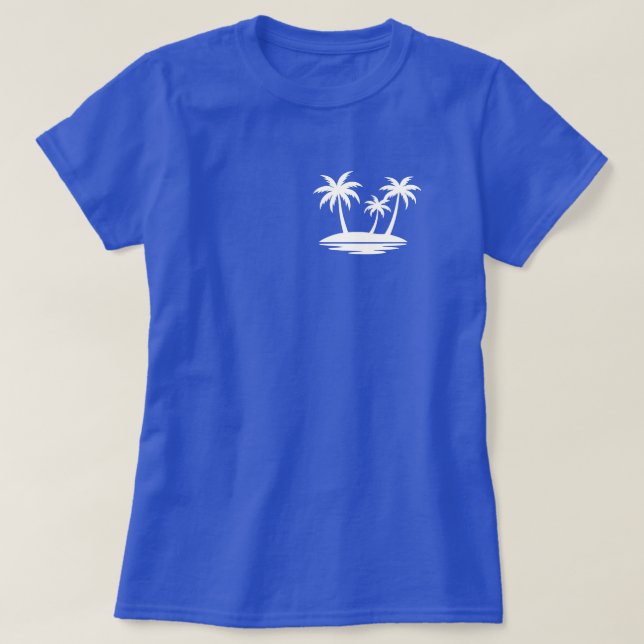 blå Sommar Träd Minimalistisk semester T Shirt (Design framsida)