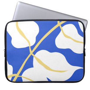 Blå sommaravtryck löv laptop fodral