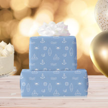 Blå sommarhav Linjekonst Sömlöst Mönster