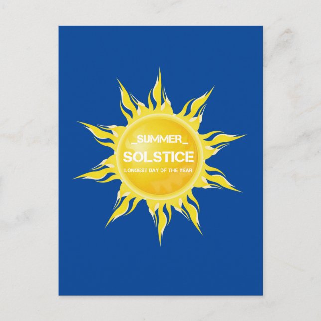 Blå sommarsolstånd årets längsta dag vykort (Framsida)