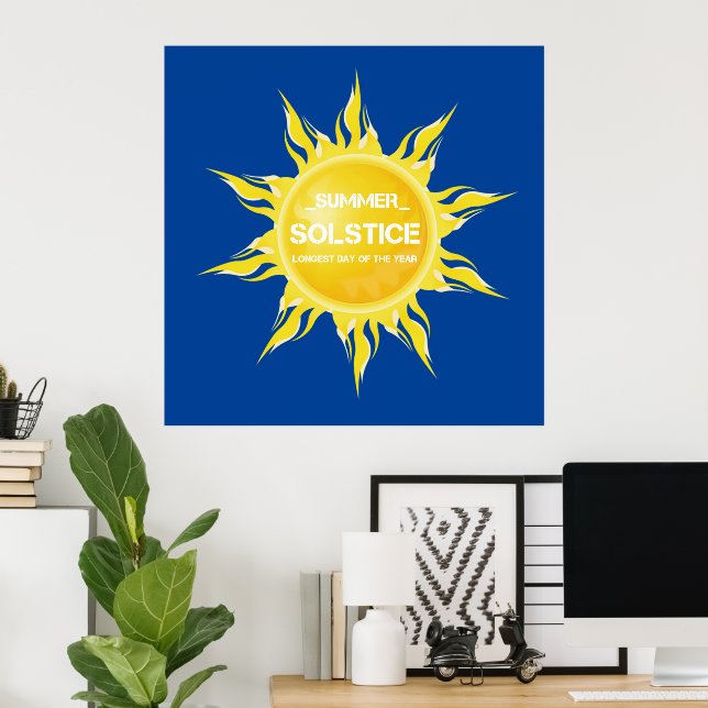 Blå sommarsolstift årets längsta dag poster (Hemmakontoret)