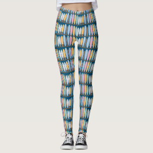 Blå sommarsurfbrädor leggings