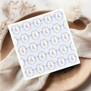 Blå Söt Kanin Baby Shower Pappersservett