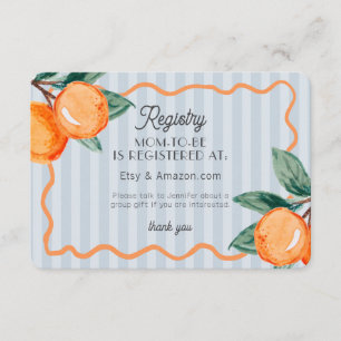 Blå Söt Liten Pastell Citrus Babypresentlista Tilläggskort