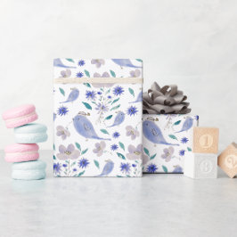 Blå Söt Sparv Med en Blomhätta Presentpapper