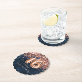 Blå sötad ro Guld 16:e Födelsedagsfesten Underlägg Papper