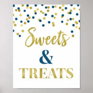 Blå sötsaker för guld och dryck Dessert Bord Poster