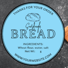Blå Sourdough Bread Bakery Tack Sticker Runt Klistermärke