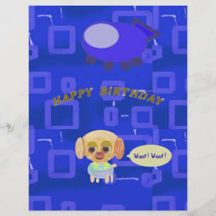 Blå spacesHär Puppy Letterhead Brevhuvud