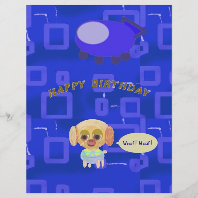 Blå spacesHär Puppy Letterhead Brevhuvud (Framsida)