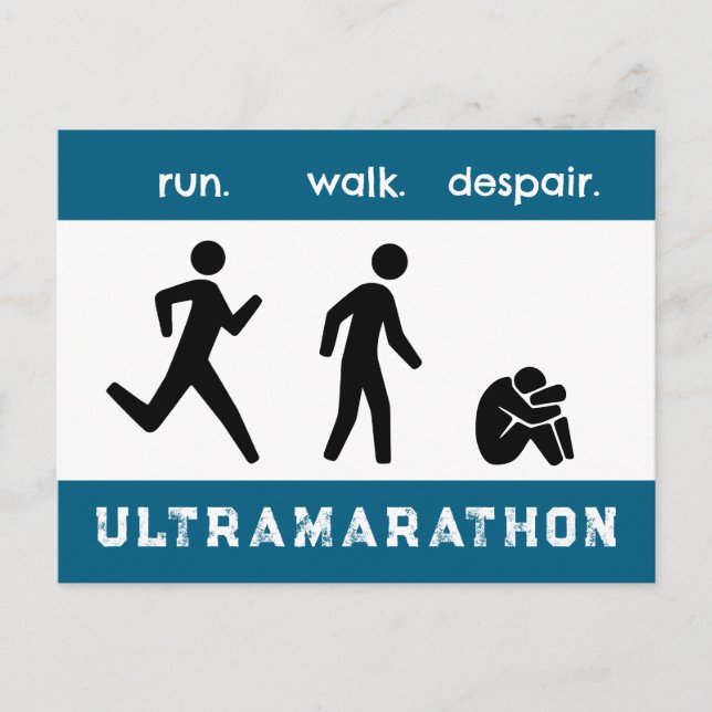 Blå Spår. Gå. Förtvivlan. Silhuett Piktogram Vykort (Framsida)