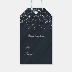 Blå & Sparkle Stjärnor Elegant Glamour Förmån Presentetikett