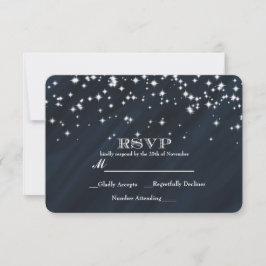 Blå & Sparkle Stjärnor Elegant Glamour RSVP-kort OSA Kort