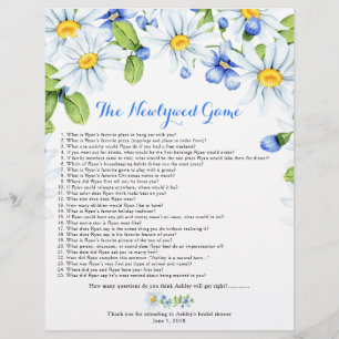 Blå spel för Blommigt av vit Daisy, Möhippa Reklamblad