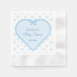 Blå Spets Hjärtstjärnor Pojke Bebis Shower Pappersservett