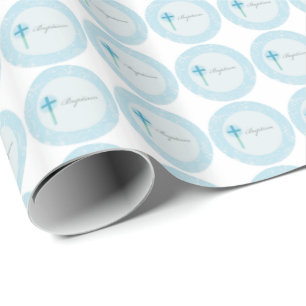 Blå spets pojke dop presentpapper
