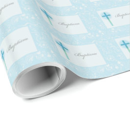 Blå spets pojke dop presentpapper