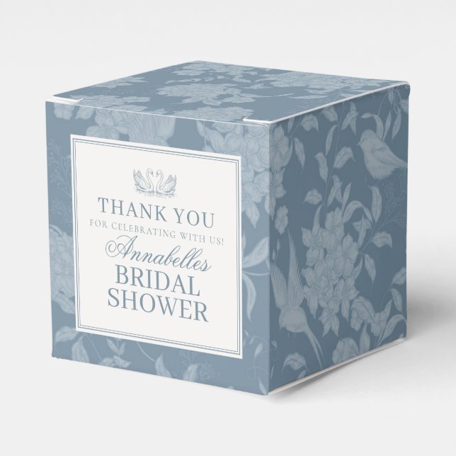 Blå Spetsdoft Vintage Blommig Bröllopsdusch Presentaskar (Framsidan Sidan)