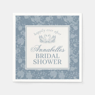 Blå spetsdoily vintage blombröllopsdusch pappersservett