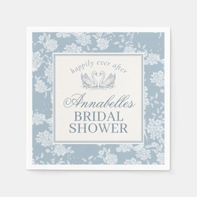 Blå spetsdoily vintage blombröllopsdusch pappersservett (Framsidan)