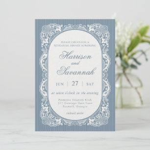 Blå spetsduk Vintage Blommig Övningsmiddag Inbjudningar