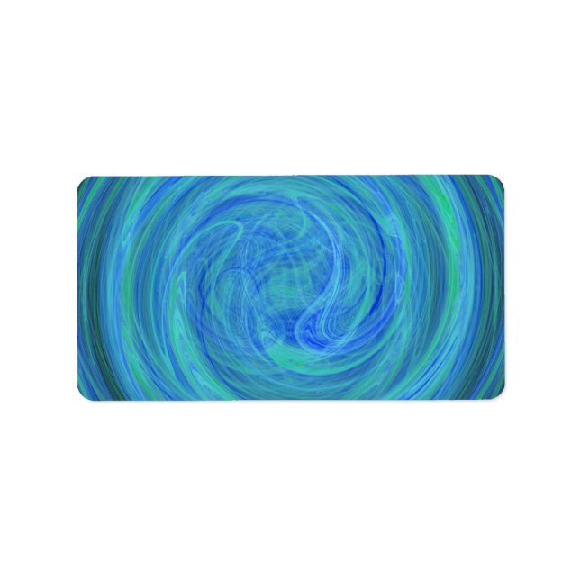 Blå sphere Orb Spiral Abstrakt Fractal Adressetikett (Framsidan)