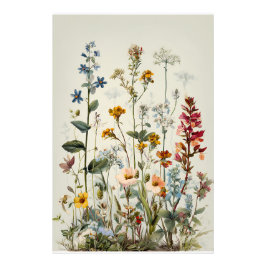 Blå Spike Vildblomsbukett Fototryck