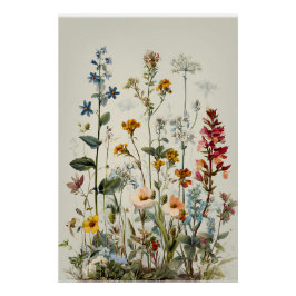 Blå Spike Vildblomsbukett Perfect Poster