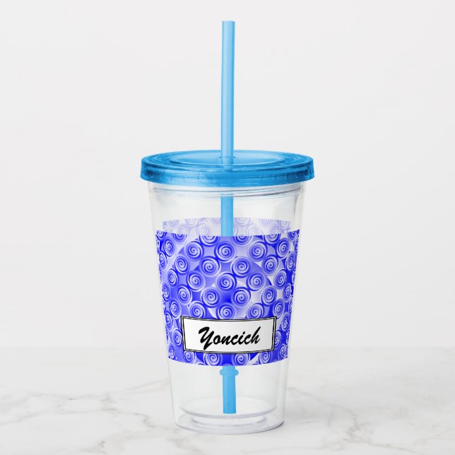 Blå Spiral Illusion av Kenneth Yoncich Take Away Mugg (Framsida)