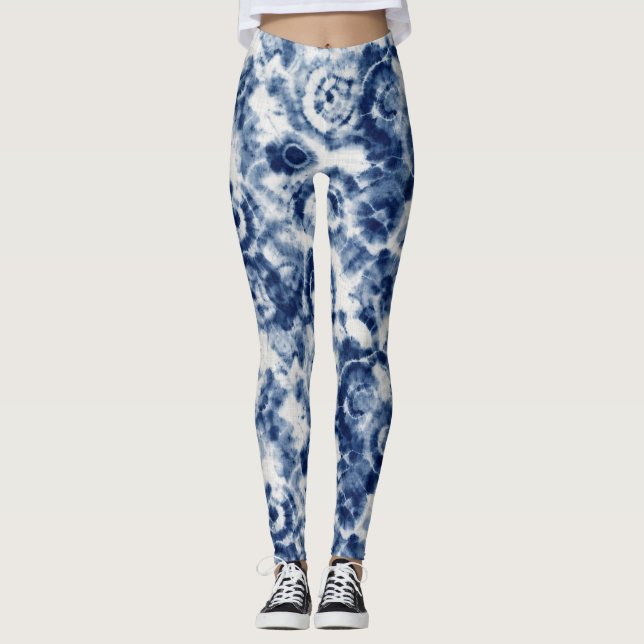 Blå Spiral Tie Dye Leggings (Framsida)