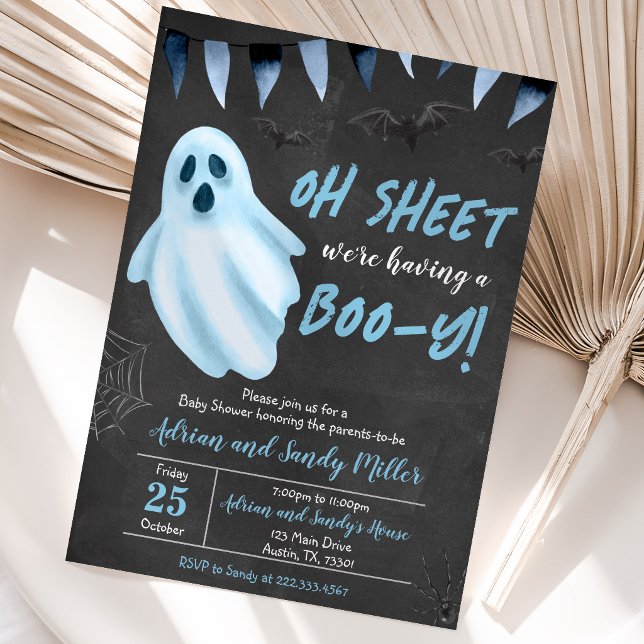 Blå spök Halloween baby shower inbjudan (Skapare uppladdad)