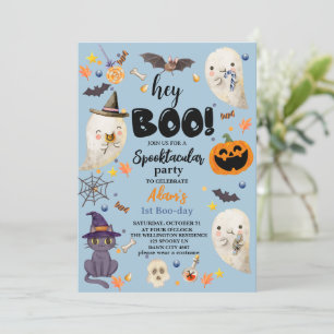Blå Spooktacular Halloween 1:a födelsedagen Inbjudningar