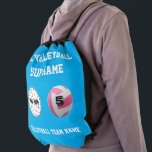 Blå sport för ryggsäck i Drastring volleyball bag<br><div class="desc">Skriv ut Sew Bag-flickor,  pojkar,  ungar,  modern svart vit,  volleyball,  tonåring,  spelare</div>