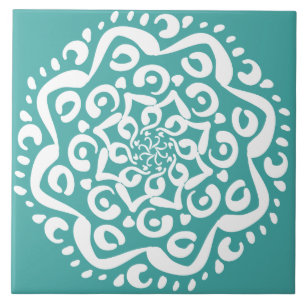 Blå Spruce Mandala Kakelplatta